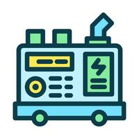 Icon Line Colored portable generator diesel engine power source. Renewable energy, ecology and energy alternative. Outline fill icon concept vector