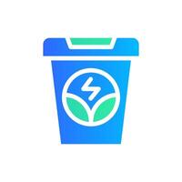 Icon Flat Gradient bio energy recycle trash bin. Renewable energy, ecology and energy alternative. Gradient Colourful icon concept vector