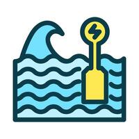 Icon Line Colored wave energy generator. Renewable energy, ecology and energy alternative. Outline fill icon concept vector