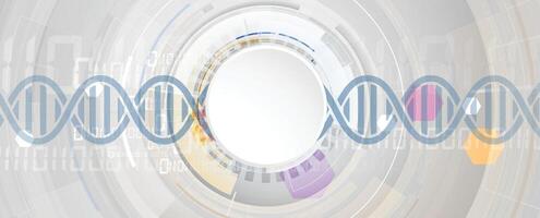 dna technology background with dna molecule and digital clock vector
