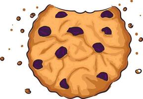 Hand drawn shortbread bitten cookie with raisin and crumbs vector