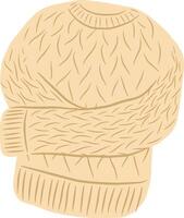 Knitted sweater with crossed folded sleeves vector