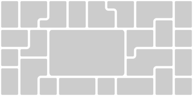 Image grid layout sticker background design. Photo bento rectangular square image montage. Curve picture gallery mobile sticker. Modular visual web app showcase. Game mosaic framework desktop template