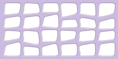 Speech text chat balloon. Talk cloud dialog box. Comic speak bubble, horizontal thought message shape. Cartoon think icon, quote word frame. Chat paper sticker tag, doodle conversation question sign. vector
