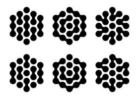Metaball brain nerve cells dot icons. Neurotransmitter chain, medicine laboratory concept. Nano digital snowflake network connection. Spotted blobs for mental health vector