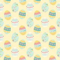 Easter seamless Pattern with Decorated Colorful Eggs vector