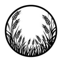 wheat and rye icon, outline style logo design. vector