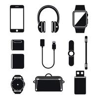 Set of smart gadgets isolated design for tech enthusiasts. vector