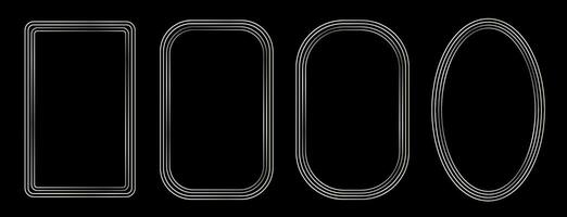 Set of exquisite silver frames with wavy lines and patterns.a black background with a white line in the middle vector