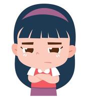 Pouting Girl with Arms Crossed. Boring expression. vector
