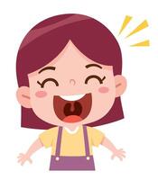 Cheerful Cartoon Girl Smiling and Laughing. Laughing expression. vector