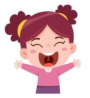 Happy Girl with Pigtails. Happy expression. vector