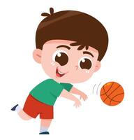 Kid Playing Basketball. Throwing activity. vector
