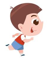 Cartoon Boy Running Joyfully. Running activity. vector