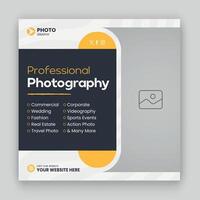 Digital photography services social media post template and web banner. vector