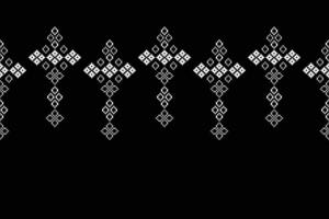 Cross stitch fabric pattern black color background motif art. vector