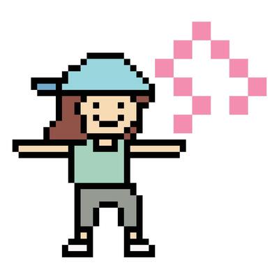 8 bit design of lady girl woman female dance exercise with music listen pixel art.