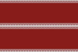 Decoration fabric pattern of red color background with cross stitch motif decor pixel. vector