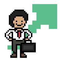 8 bit design business man office worker male boy business concept talent pixel art. vector