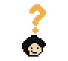 Cartoon boy man male with question quiz quistion mark 8 bit. vector
