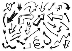 different shapes of handdrawn arrows and direction illustration vector