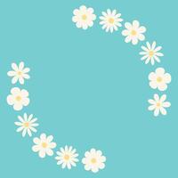 Spring flowers. Round shape frame. template. Simple flat illustration. vector