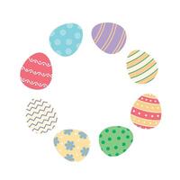Round frame of painted easter eggs. template. Simple flat illustration. vector