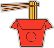Illustration of Noodles in Takeout Box with Chopsticks vector