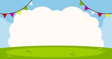 Park landscape illustration and blank cloud background for text area. Suitable for certificate, poster, banner, greeting card. vector