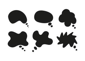 Speech, thought, speaking hand drawn text bubbles set. Talk clouds sketching. Doodle balloon shape. Drawn with a brush-pen in sketch style. Blank empty black speech bubble. Clouds. Stickers for tasks vector