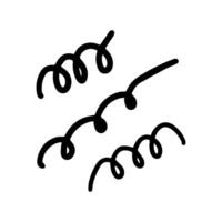 Curls abstract confetti ribbon. Hand drawn simple doodle elements for decoration. Tangled abstract scribble with hand drawn line. Isolated sketch on white background. illustration. vector