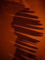 Shadow of anonymous screaming boy in Indian headwear photo