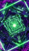 Loop Rhombus Futuristic Neon Tunnel in dynamic video
