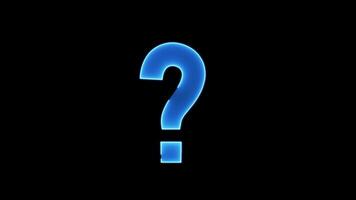Glowing neon question mark on alpha channel background. Outline query silhouette. Neon question mark icon video