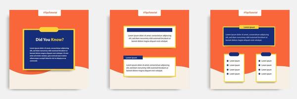 Social media fun fact post banner layout template with geometric shape background and bubble message design element in orange yellow white color. illustration vector