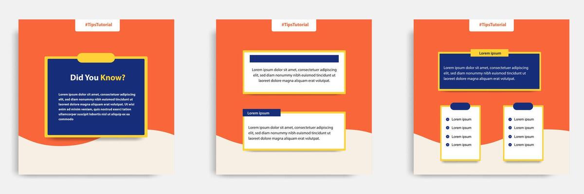 Social media fun fact post banner layout template with geometric shape background and bubble message design element in orange yellow white color. illustration
