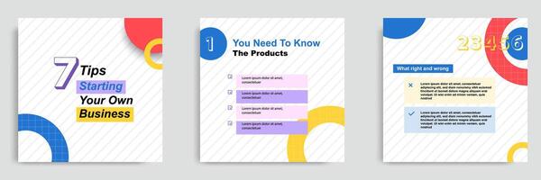 Social media tips, trick, did you know post banner layout template with geometric background and memphis pattern design element in colorful fun color. vector