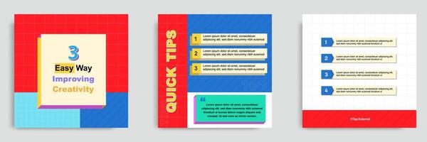 Social media tutorial, tips, did you know post banner layout template with geometric background and memphis pattern design element in colorful fun color. vector