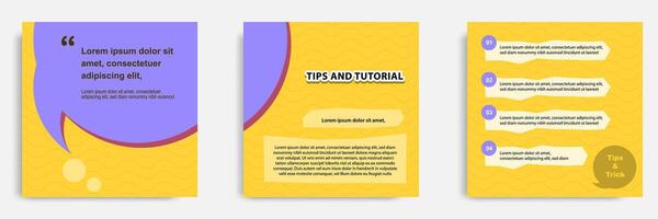 Social media tutorial, tips, trick, did you know post banner layout template with yellow color background and seamless pattern and bubble text element. vector