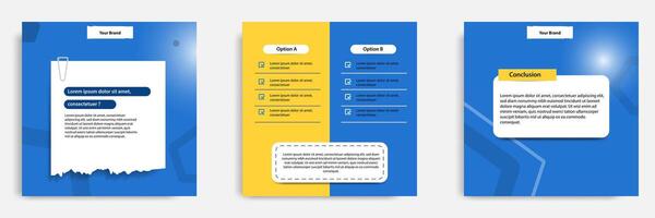Social media tutorial, tips, trick, did you know post banner layout template with sticky paper note clips design element vector