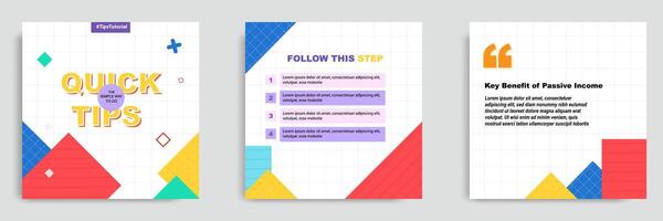 Social media post banner layout template with geometric background and memphis pattern design element in colorful fun color. vector