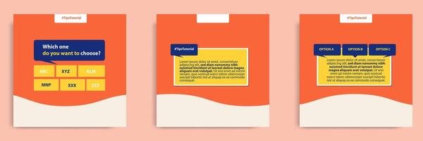 Social media question, answer post banner layout template with geometric shape background and bubble message design element in orange yellow white color. illustration vector