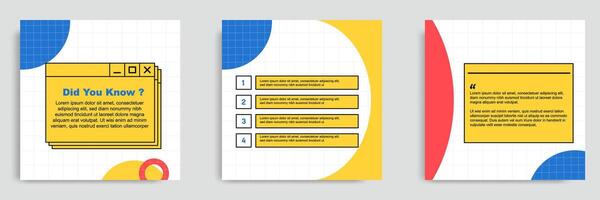 Social media tutorial, tips, trick, did you know post banner layout template with geometric pattern background and folder bubble message design element in colorful fun color vector