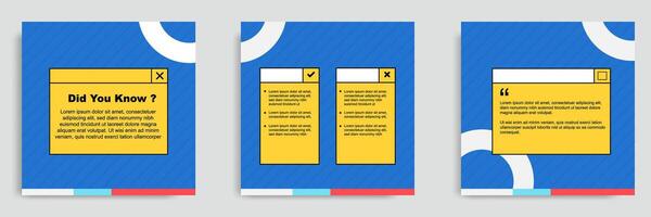 Social media tutorial, tips, trick post banner layout template with geometric pattern background and folder bubble message design element in colorful fun color. vector