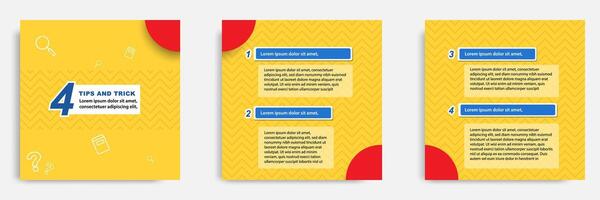 Social media tutorial, tips, trick, did you know post banner layout template with yellow color background and seamless pattern design element. vector