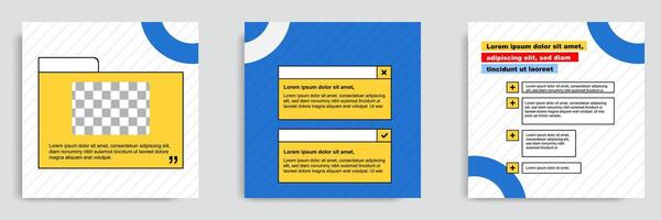 Social media tutorial, tips, trick, did you know post banner layout template with geometric pattern and folder bubble message design element in colorful fun color in blue background vector