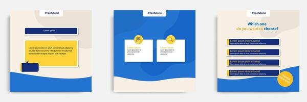 Social media faq, question, answer post banner layout template with geometric shape background and bubble message design element in blue yellow white color. illustration vector