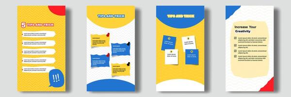 Social media tutorial, tips, trick, did you know post stories banner layout template with sticky note design element and abstract seamless line pattern background. vector