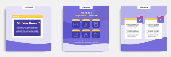 Social media faq, question, answer post banner layout template with geometric shape background and bubble message design element in purple yellow white color. illustration vector
