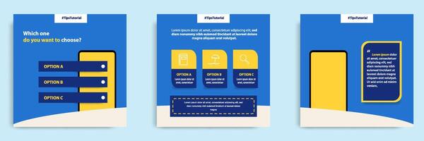 Social media faq, question, answer post banner layout template with geometric shape background and bubble message design element in blue yellow white color vector